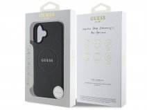 Guess Leatherette MagSafe Case Zwart - iPhone 16 Plus hoesje