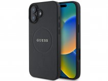 Guess Leatherette MagSafe Case Zwart - iPhone 16 Plus hoesje