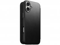 Nomad Modern Leather Folio Zwart - iPhone 16 Plus hoesje