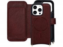 CaseMania 2in1 Bookcase met Koord en Minibag - iPhone 16 Pro Hoesje Bordeaux
