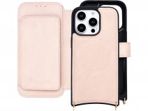 CaseMania 2in1 Bookcase met Koord en Minibag - iPhone 16 Pro Hoesje Roze