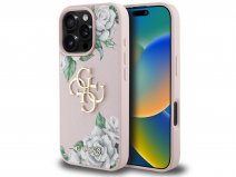 Guess Big 4G Floral Roses Case Roze - iPhone 16 Pro hoesje