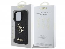 Guess Big 4G Glitter Case Zwart - iPhone 16 Pro hoesje