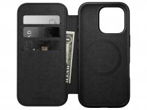 Nomad Modern Leather Folio Zwart - iPhone 16 Pro hoesje