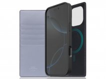 SLG Design D5 2in1 Leather British Textile Folio Ash Blue - iPhone 16 Pro hoesje