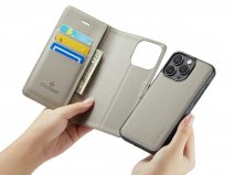 CaseMania 2in1 Magnetic Bookcase Titan Grey - iPhone 16 Pro Max Hoesje
