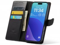 CaseMania Classic Leather Case Zwart - iPhone 16 Pro Max hoesje