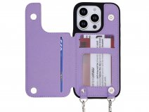 CaseMania Crossbody Wallet Case met Koord - iPhone 16 Pro Max Hoesje Lila Paars