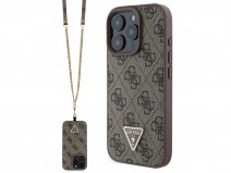 Guess 4G Monogram Necklace Case Bruin - iPhone 16 Pro Max hoesje met Koord