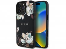 Guess Floral Lilies Case Zwart - iPhone 16 Pro Max hoesje