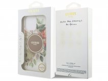 Guess Floral Magsafe Case Bruin - iPhone 16 Pro Max hoesje met Polsbandje