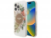 Guess Floral Magsafe Case Bruin - iPhone 16 Pro Max hoesje met Polsbandje