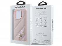Karl Lagerfeld Signature Quilted Puffer Case Roze - iPhone 16 Pro Max hoesje