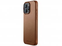 Mujjo Full Leather MagSafe Case Dark Tan - iPhone 16 Pro Max Hoesje Leer