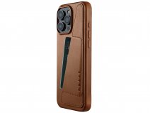 Mujjo Full Leather Wallet MagSafe Case Dark Tan - iPhone 16 Pro Max Hoesje Leer