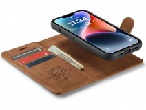 CaseMania 2in1 Magnetic Bookcase Cognac - iPhone 16e Hoesje