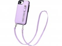 CaseMania Crossbody Wallet Case met Koord - iPhone 16e Hoesje Lila Paars