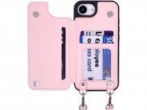 CaseMania Crossbody Wallet Case met Koord - iPhone 16e Hoesje Roze