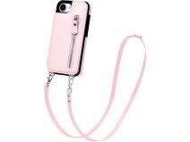 CaseMania Crossbody Wallet Case met Koord - iPhone 16e Hoesje Roze