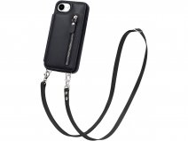 CaseMania Crossbody Wallet Case met Koord - iPhone 16e Hoesje Zwart