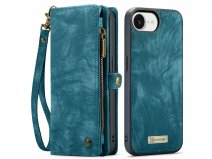 CaseMe 2in1 Wallet Case met Ritsvak Blauw - iPhone 16e Hoesje