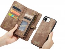 CaseMe 2in1 Wallet Case met Ritsvak Bruin - iPhone 16e Hoesje