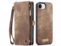 CaseMe 2in1 Wallet Case met Ritsvak Bruin - iPhone 16e Hoesje