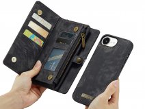 CaseMe 2in1 Wallet Case met Ritsvak Zwart - iPhone 16e Hoesje