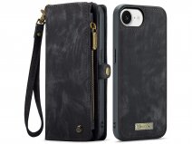 CaseMe 2in1 Wallet Case met Ritsvak Zwart - iPhone 16e Hoesje