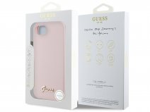 Guess Script Silicone MagSafe Case Roze - iPhone 16e hoesje