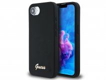 Guess Script Silicone MagSafe Case Zwart - iPhone 16e hoesje