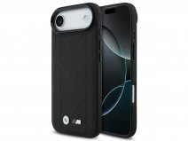 BMW M iPhone 17 Air hoesje - Stitched Leather Case met MagSafe Zwart