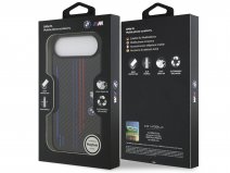 BMW M iPhone 17 Air hoesje - Carbon Fiber Tricolor Case met MagSafe