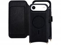 CaseMania 2in1 Bookcase met Koord en Minibag - iPhone 17 Air Hoesje Zwart