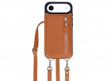 CaseMania Crossbody Wallet Case met Koord - iPhone 17 Air Hoesje Cognac