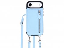 CaseMania Crossbody Wallet Case met Koord - iPhone 17 Air Hoesje Lichtblauw