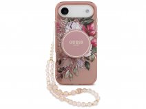 Guess Flower Wristlet Charm Case Roze - iPhone 17 Air hoesje met Polsbandje