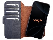 Vaja 2in1 V-Mag Leather Wallet Case MagSafe Donkerblauw - iPhone 17 Air Hoesje Leer