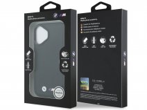 BMW M iPhone 17 hoesje - Stitched Leather Case met MagSafe Zwart