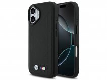 BMW M iPhone 17 hoesje - Stitched Leather Case met MagSafe Zwart
