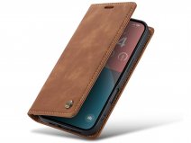 CaseMania Vintage Slim Bookcase Cognac - iPhone 17 hoesje