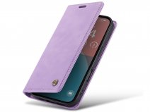 CaseMania Vintage Slim Bookcase Lila Paars - iPhone 17 hoesje