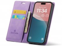 CaseMania Vintage Slim Bookcase Lila Paars - iPhone 17 hoesje
