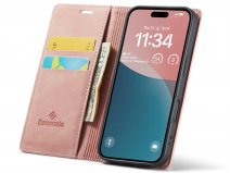 CaseMania Vintage Slim Bookcase Roze - iPhone 17 hoesje