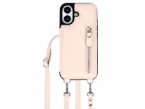 CaseMania Crossbody Wallet Case met Koord - iPhone 17 Hoesje Beige