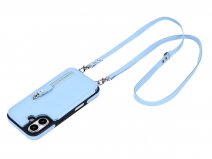 CaseMania Crossbody Wallet Case met Koord - iPhone 17 Hoesje Lichtblauw