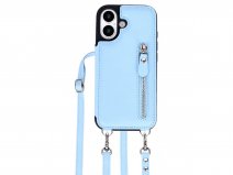 CaseMania Crossbody Wallet Case met Koord - iPhone 17 Hoesje Lichtblauw