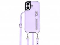 CaseMania Crossbody Wallet Case met Koord - iPhone 17 Hoesje Lila