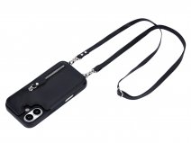 CaseMania Crossbody Wallet Case met Koord - iPhone 17 Hoesje Zwart