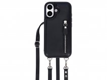 CaseMania Crossbody Wallet Case met Koord - iPhone 17 Hoesje Zwart